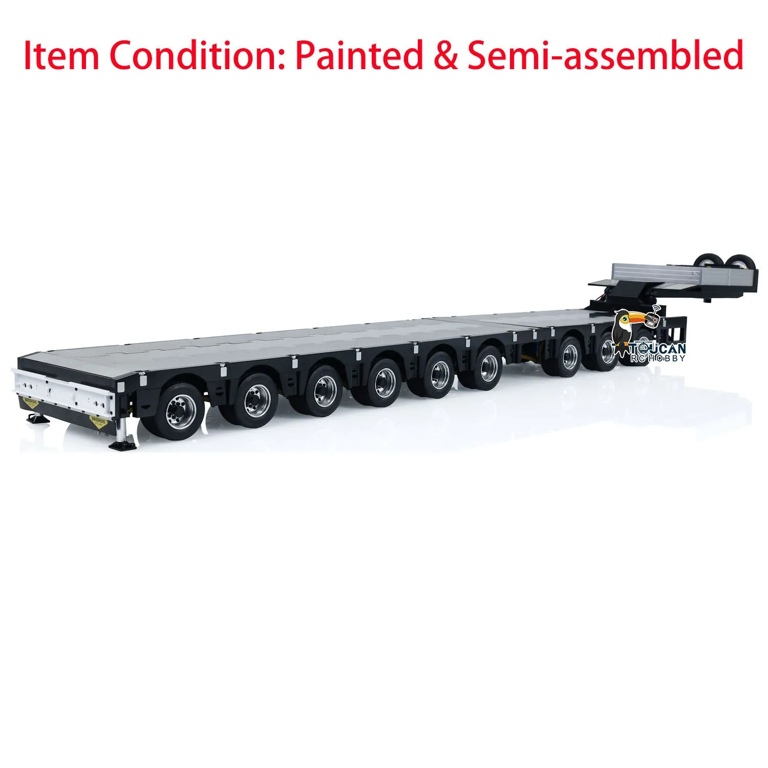 1/14 9 Axles Metal Trailer Extendible Trailers for RC Tractor Truck Remote Controlled Car Simulation Models LED Lights