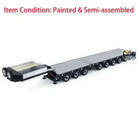 1/14 9 Axles Metal Trailer Extendible Trailers for RC Tractor Truck Remote Controlled Car Simulation Models LED Lights