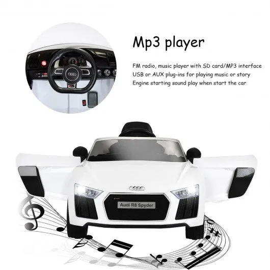 12 V Audi R8 Spyder Licensed Electric Kids Riding Car-White