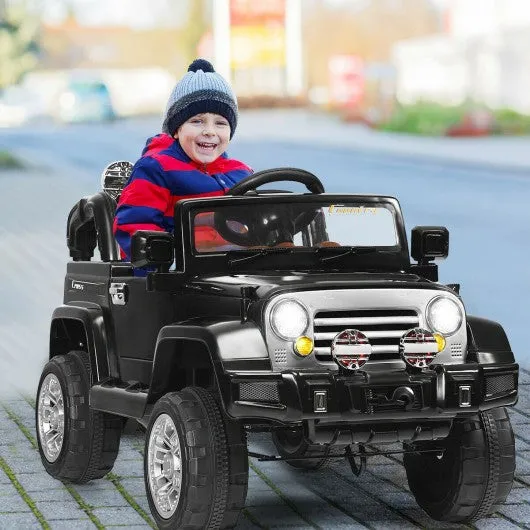 12 V Kids Ride on Truck with MP3   LED Lights-Black