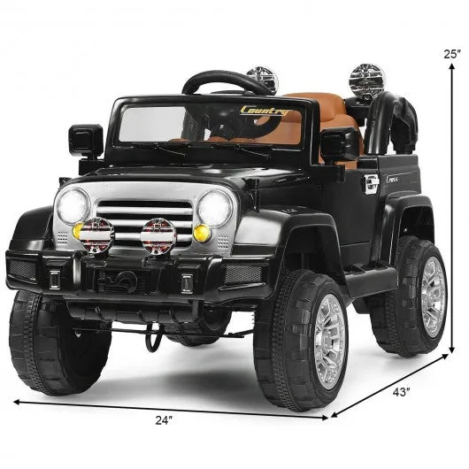 12 V Kids Ride on Truck with MP3   LED Lights-Black