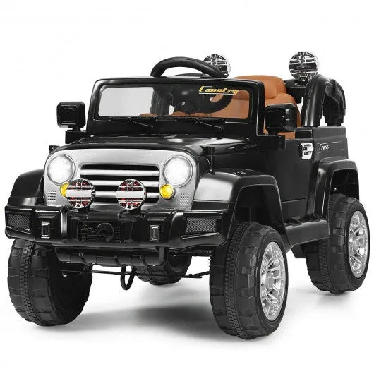 12 V Kids Ride on Truck with MP3   LED Lights-Black