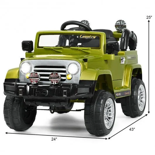 12 V Kids Ride on Truck with MP3   LED Lights-Green