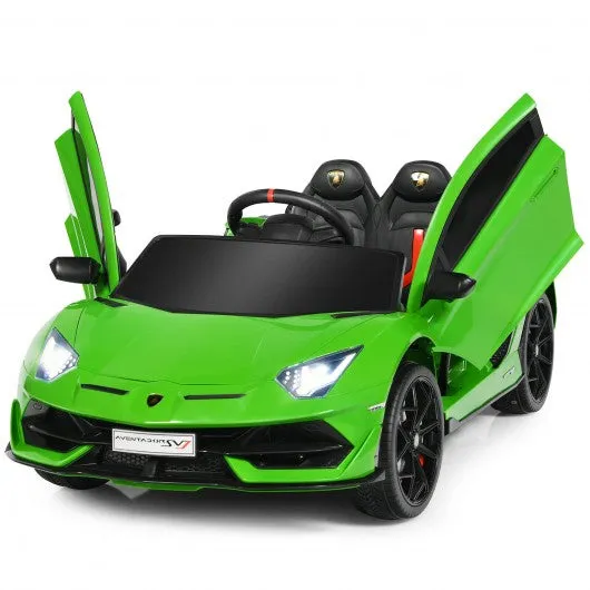 12 V Licensed Lamborghini SVJ RC Kids Ride On Car with Trunk and Music-Green