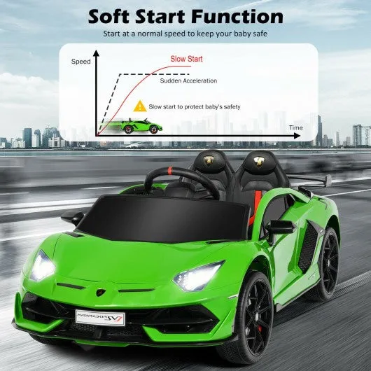 12 V Licensed Lamborghini SVJ RC Kids Ride On Car with Trunk and Music-Green