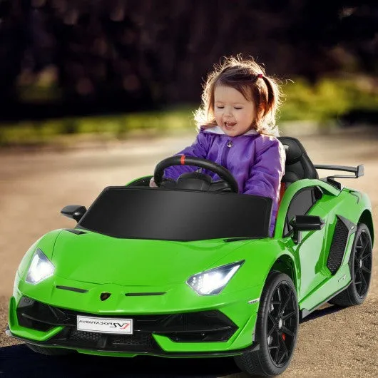 12 V Licensed Lamborghini SVJ RC Kids Ride On Car with Trunk and Music-Green