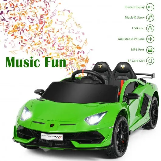 12 V Licensed Lamborghini SVJ RC Kids Ride On Car with Trunk and Music-Green