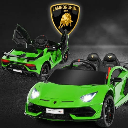 12 V Licensed Lamborghini SVJ RC Kids Ride On Car with Trunk and Music-Green