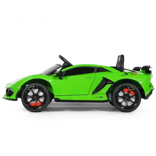 12 V Licensed Lamborghini SVJ RC Kids Ride On Car with Trunk and Music-Green