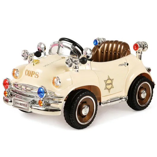 12V Battery Powered Classic Remote Control Kids Riding Car-Beige