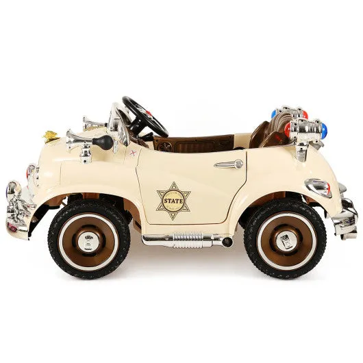 12V Battery Powered Classic Remote Control Kids Riding Car-Beige