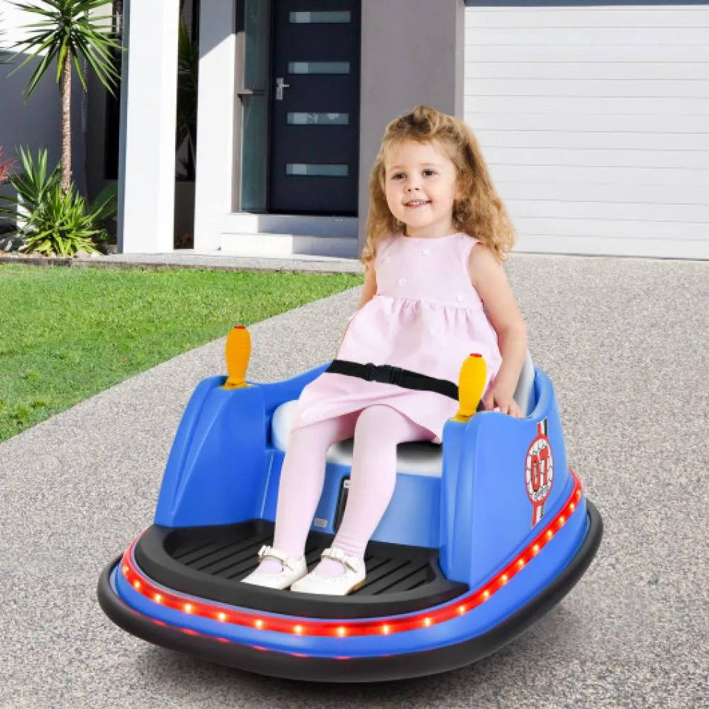 12V Electric Kids Ride On Bumper Car with Flashing Lights for Toddlers-Red