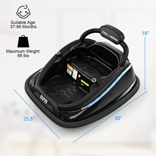 12V Kids Bumper Car Ride on Toy with Remote Control and 360 Degree Spin Rotation-Black