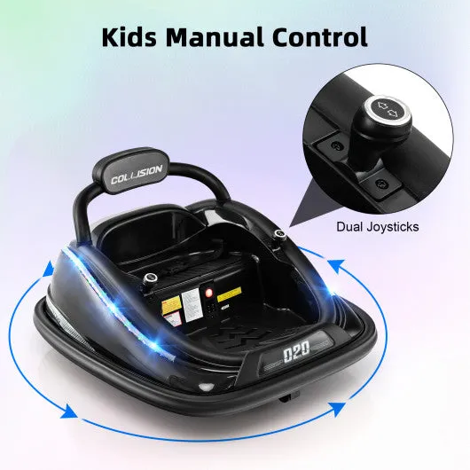 12V Kids Bumper Car Ride on Toy with Remote Control and 360 Degree Spin Rotation-Black