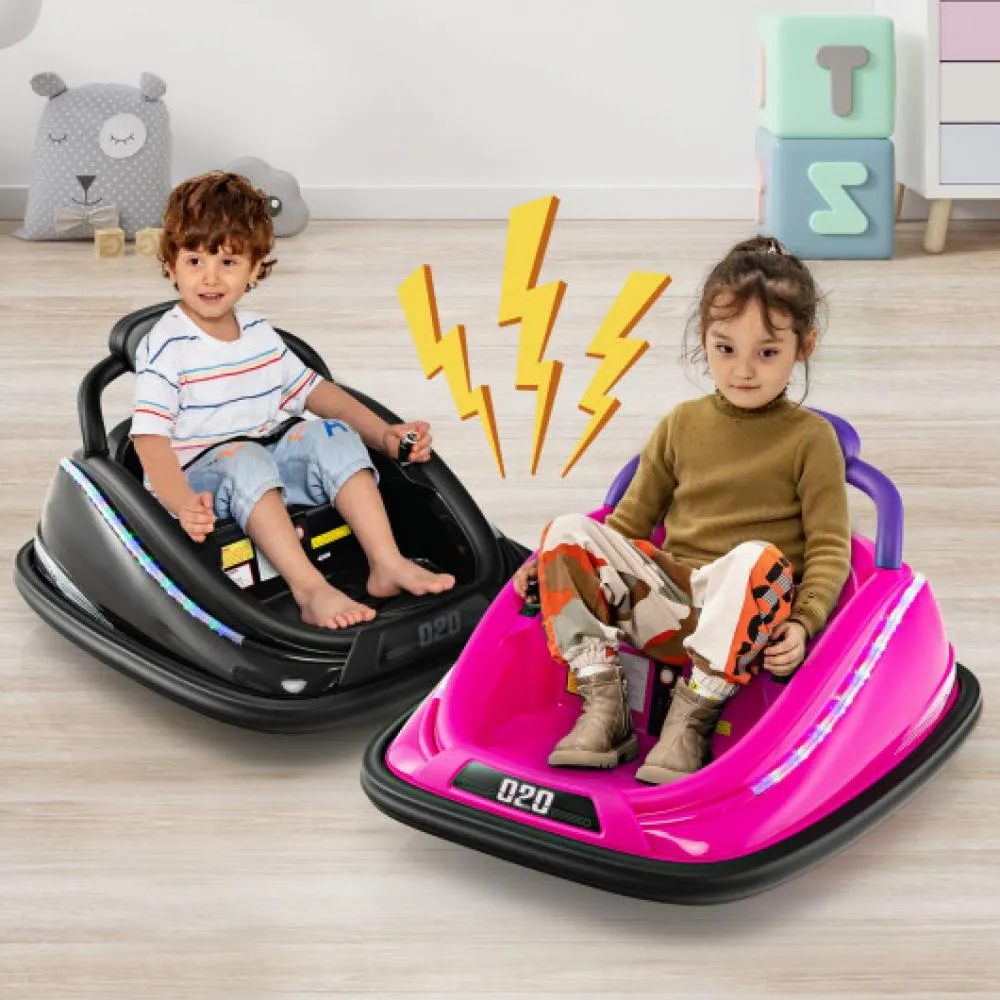 12V Kids Bumper Car Ride on Toy with Remote Control and 360 Degree Spin Rotation-Purple