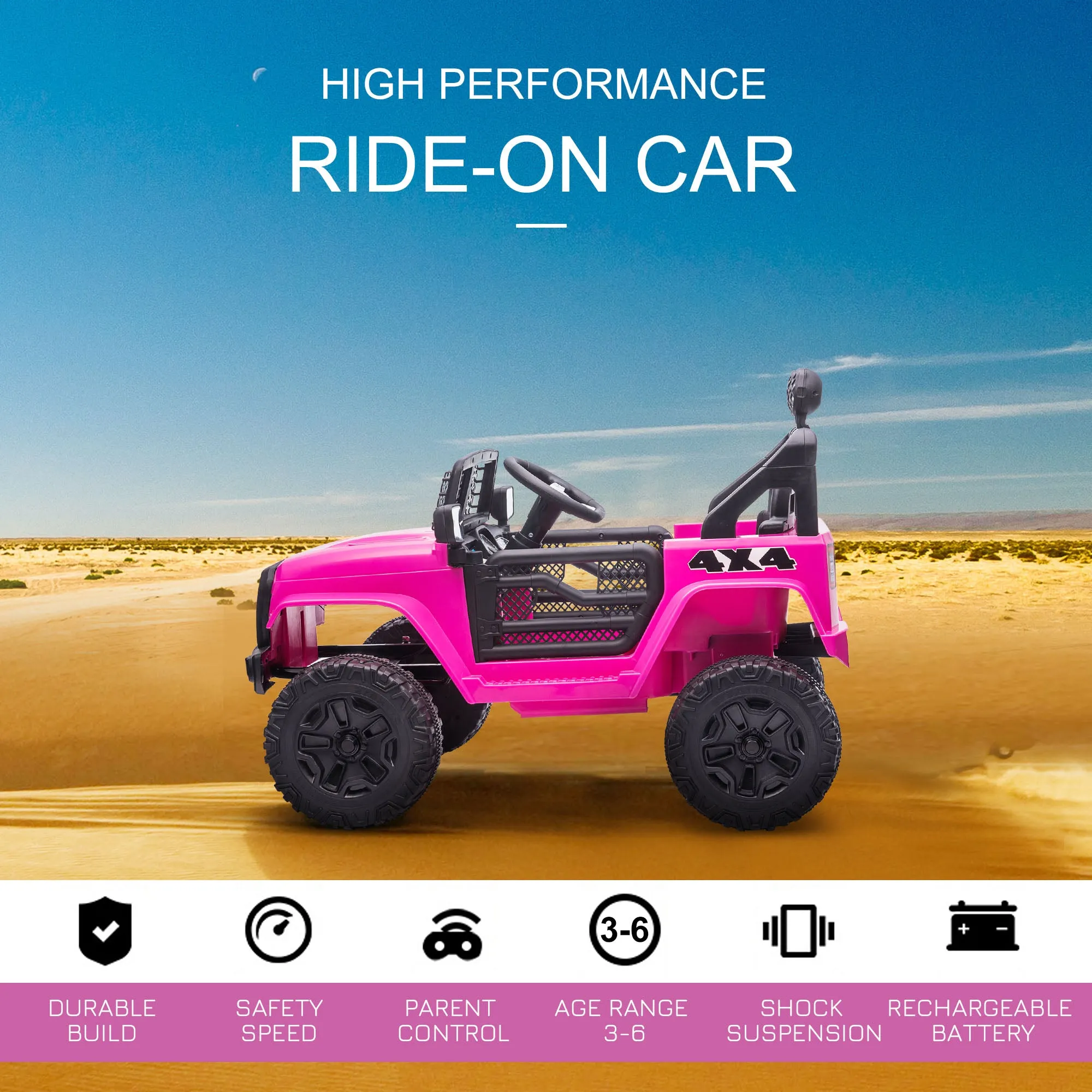 12V Kids Electric Ride On Car Truck Off-road Toy W/ Remote Control Pink