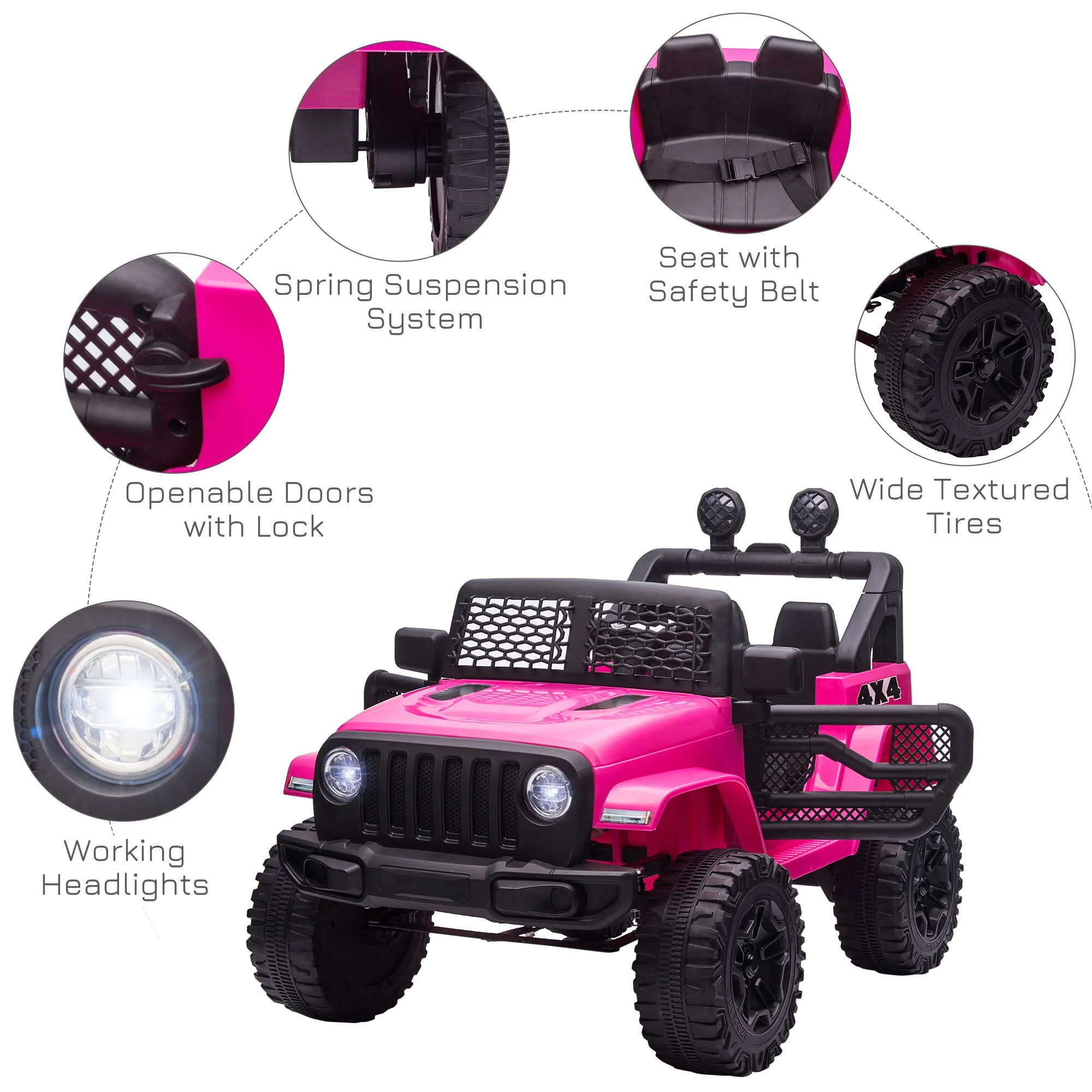 12V Kids Electric Ride On Car Truck Off-road Toy W/ Remote Control Pink