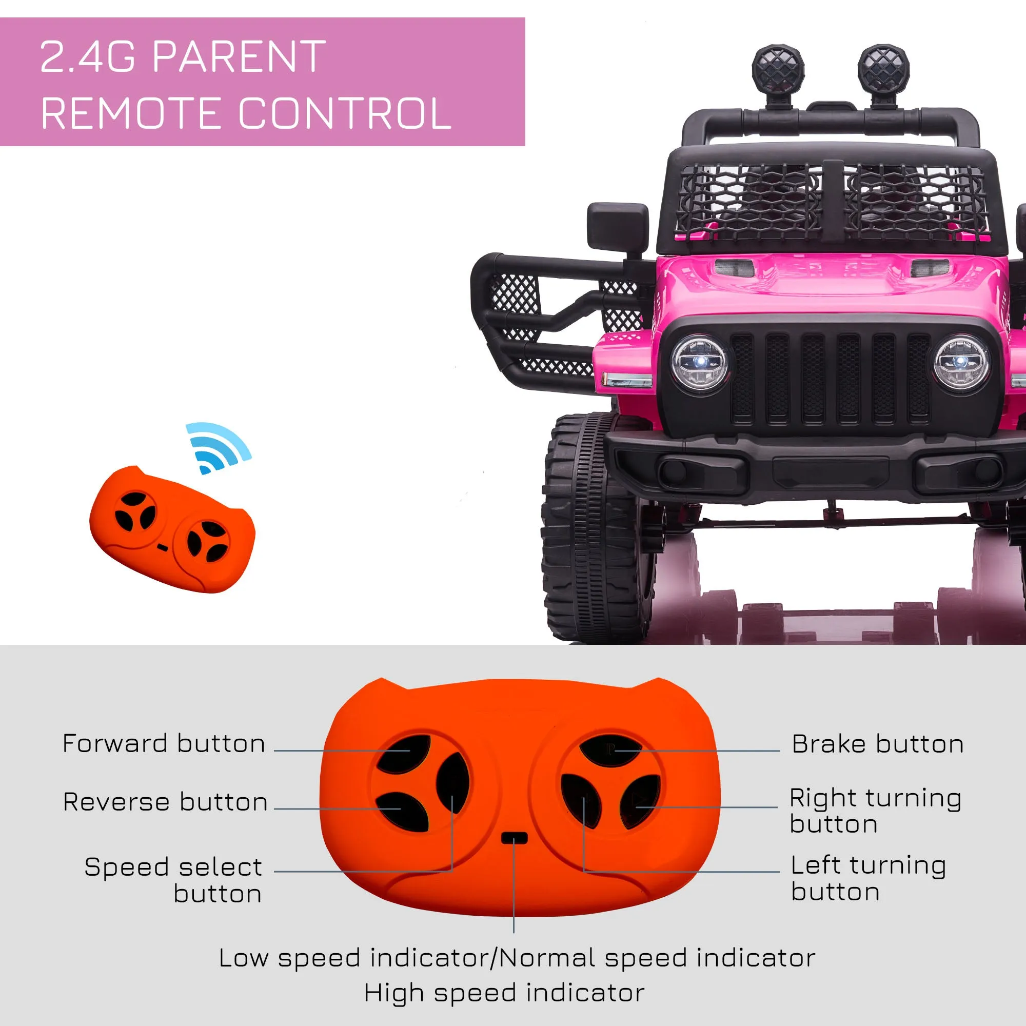 12V Kids Electric Ride On Car Truck Off-road Toy W/ Remote Control Pink