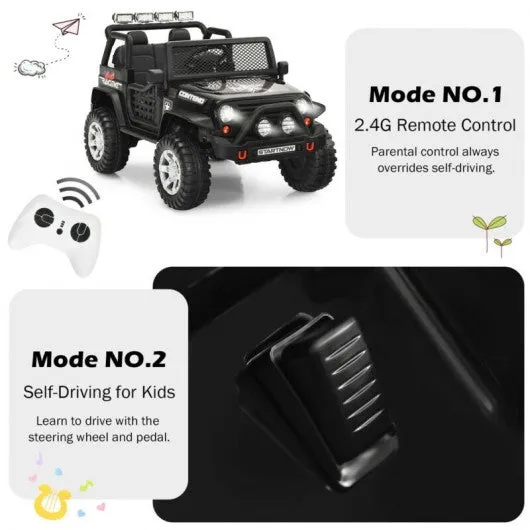 12V Kids Remote Control Electric  Ride On Truck Car with Lights and Music -Black