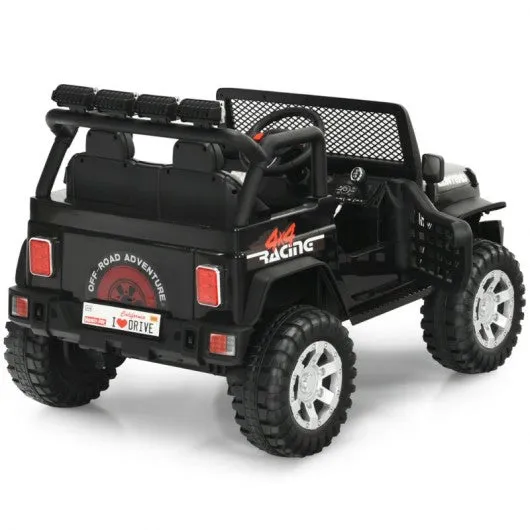 12V Kids Remote Control Electric  Ride On Truck Car with Lights and Music -Black