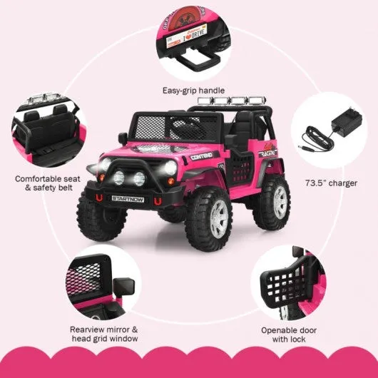 12V Kids Remote Control Electric  Ride On Truck Car with Lights and Music -Pink