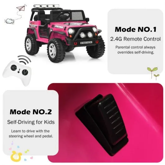 12V Kids Remote Control Electric  Ride On Truck Car with Lights and Music -Pink