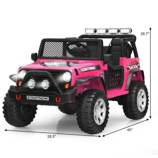 12V Kids Remote Control Electric  Ride On Truck Car with Lights and Music -Pink