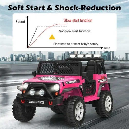 12V Kids Remote Control Electric  Ride On Truck Car with Lights and Music -Pink