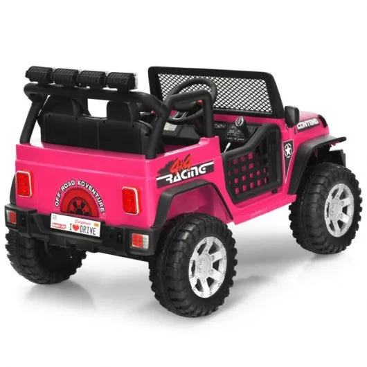 12V Kids Remote Control Electric  Ride On Truck Car with Lights and Music -Pink