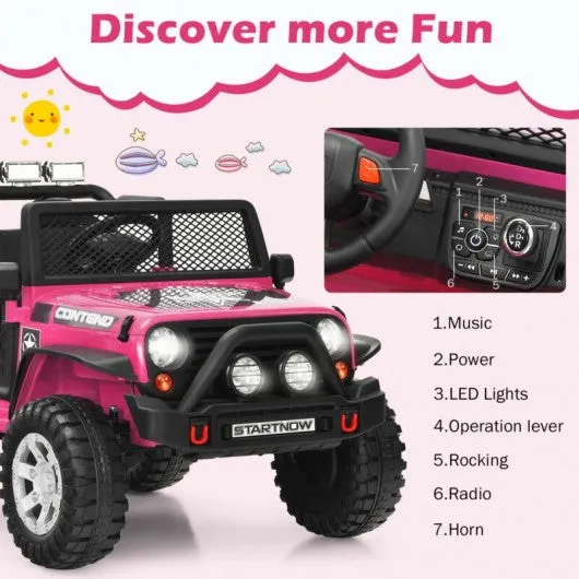 12V Kids Remote Control Electric  Ride On Truck Car with Lights and Music -Pink