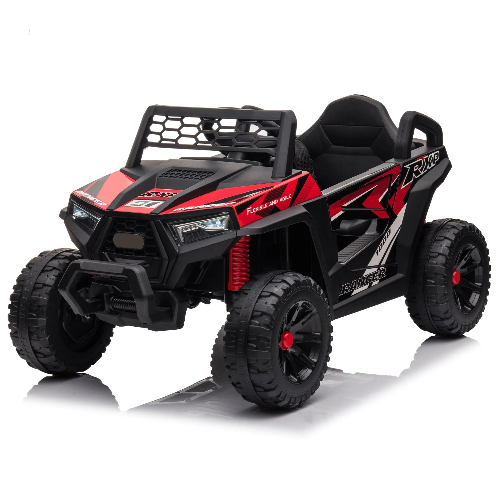 12V kids Ride On Mini UTV, Electric Car with Front LED Lights and Horn, Single Seat with a Safety Belt, Forward/Reverse Function