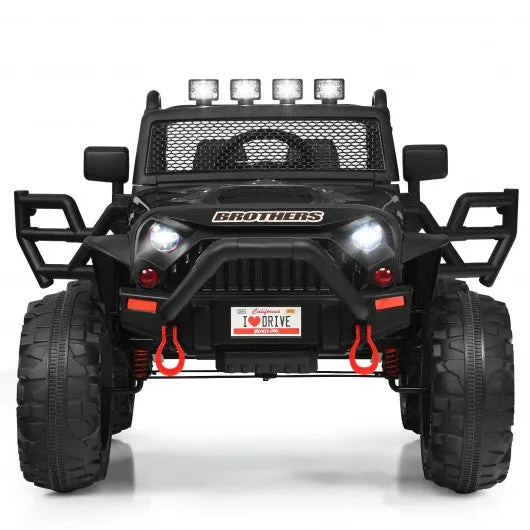 12V Kids Ride On Truck RC Motorized Car with Spring Suspension and MP3 -Black