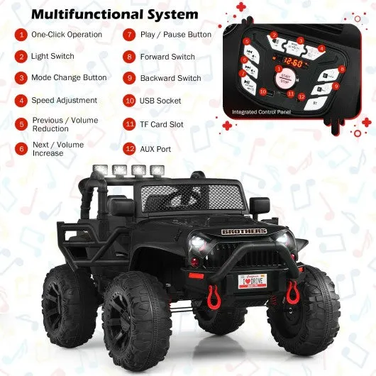 12V Kids Ride On Truck RC Motorized Car with Spring Suspension and MP3 -Black