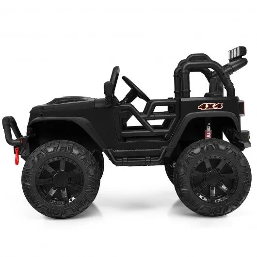 12V Kids Ride On Truck RC Motorized Car with Spring Suspension and MP3 -Black