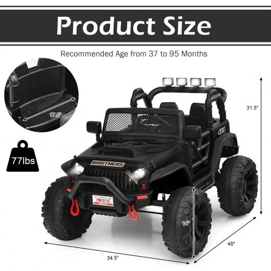 12V Kids Ride On Truck RC Motorized Car with Spring Suspension and MP3 -Black