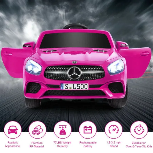 12V Mercedes-Benz SL500 Licensed Kids Ride On Car with Remote Control-Pink