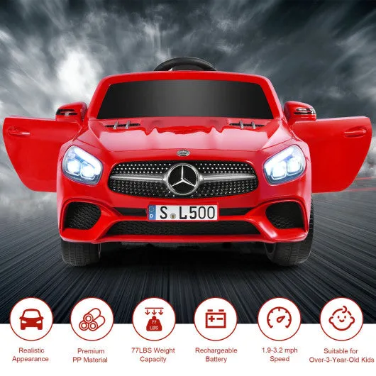 12V Mercedes-Benz SL500 Licensed Kids Ride On Car with Remote Control-Red