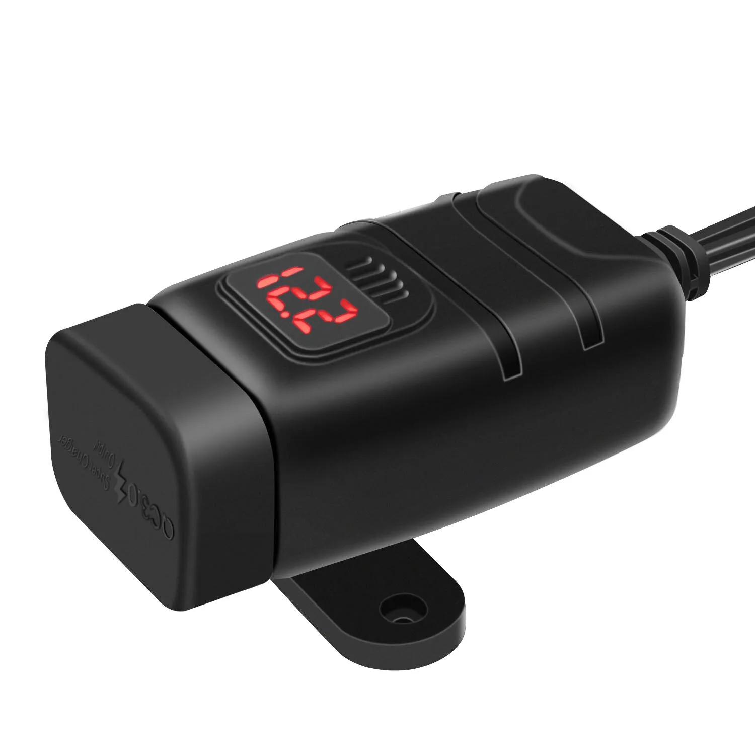 12V/24V QC3.0 Waterproof Motorcycle Dual Usb Charger LED Volt Meter VoltmeterSocket