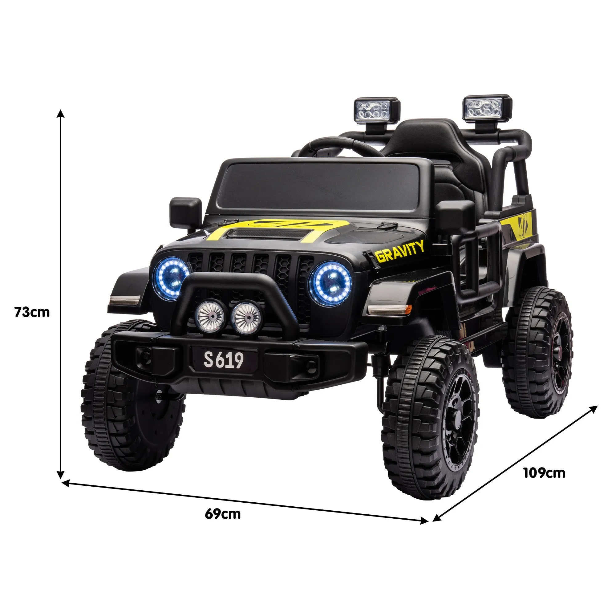 12V4AH, 4-Motor Kids Electric Ride On Car, Black - Kahuna