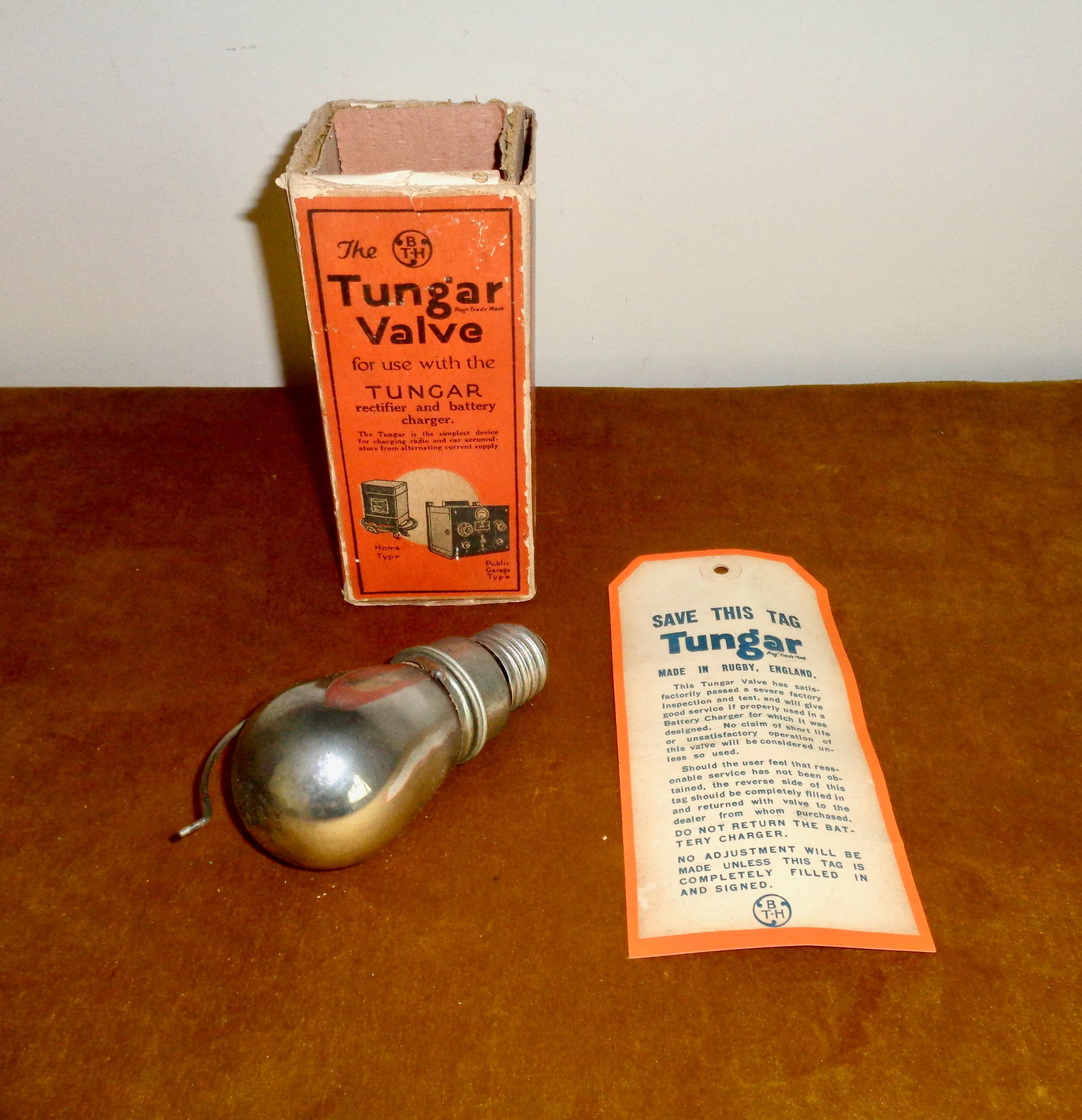 1920s Boxed Tungar Rectifier Valve Made by British Thomson Houston (BTH)