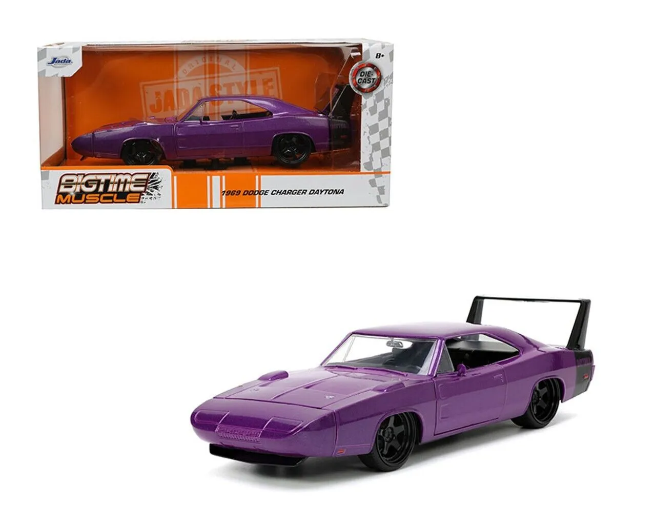 1969 DODGE CHARGER DAYTONA PURPLE METALLIC 1/24 DIECAST MODEL CAR BY JADA 34036