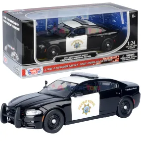 2023 Dodge Charger Police Pursuit Car CHP California Highway Patrol Black & White 1/24 Diecast Model Motormax 76807