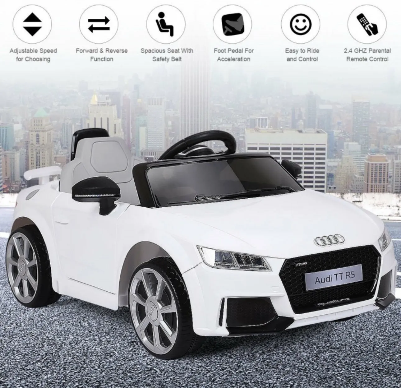 2025 Licensed Audi TT RS Ride On Car Upgraded | 12V | 1 Seater | Music | Seat Belt | LED Lights | Remote