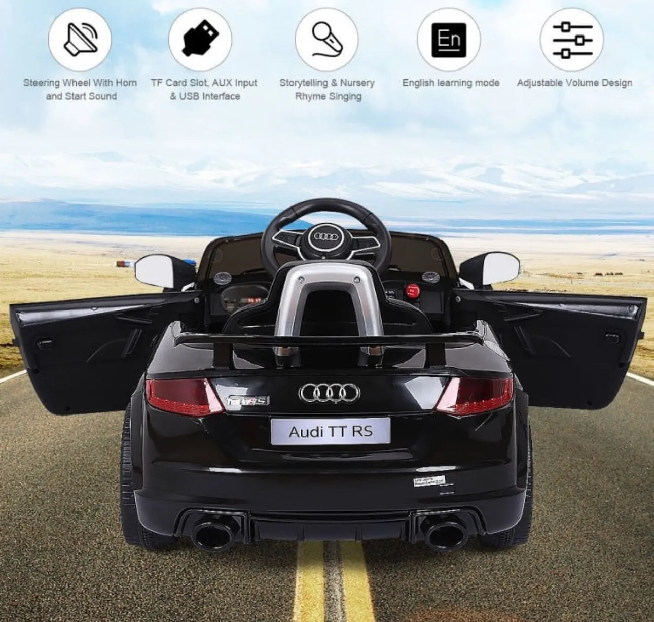 2025 Licensed Audi TT RS Ride On Car Upgraded | 12V | 1 Seater | Music | Seat Belt | LED Lights | Remote