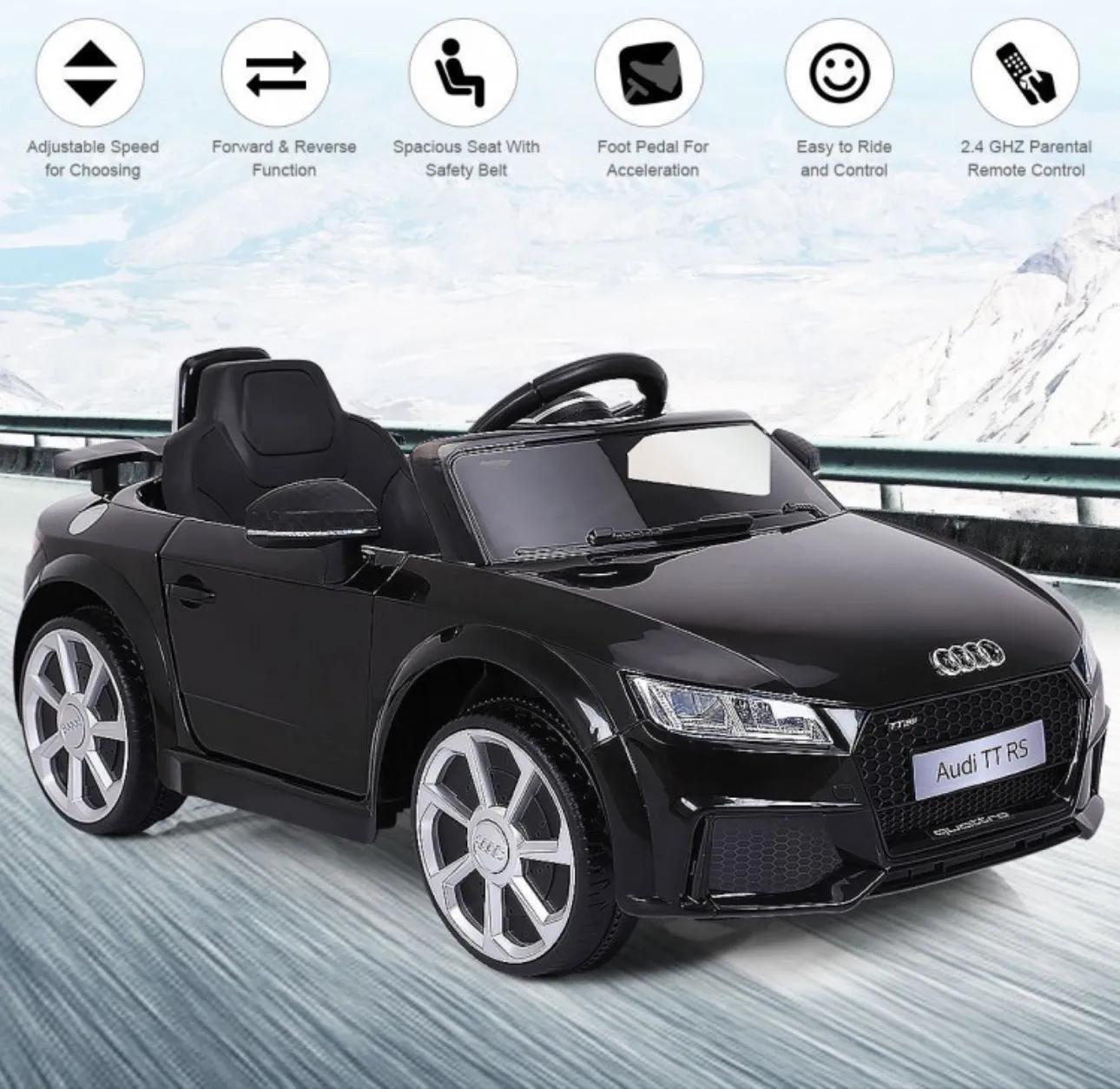 2025 Licensed Audi TT RS Ride On Car Upgraded | 12V | 1 Seater | Music | Seat Belt | LED Lights | Remote