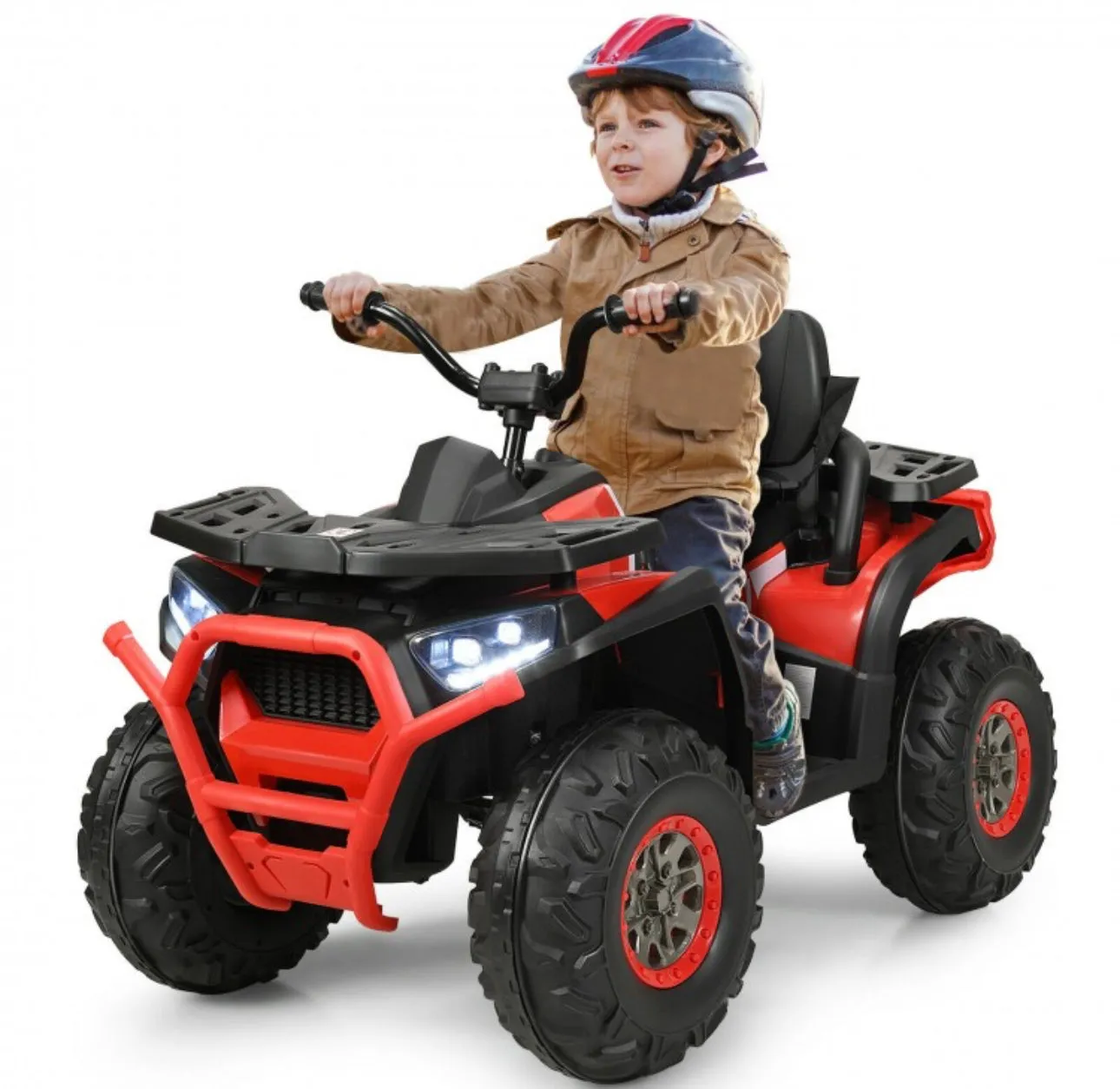 2025 Upgraded 12V ATV 4 Wheeler Ride On Toy / Car 1 Seater | LED Lights | 2 Speeds | Seat Belt | 4 Wheel Suspension | Push To Start | USB Ready | Big 1 Seater