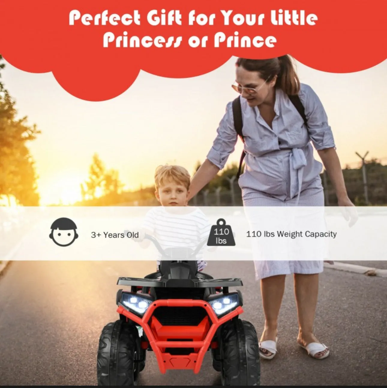 2025 Upgraded 12V ATV 4 Wheeler Ride On Toy / Car 1 Seater | LED Lights | 2 Speeds | Seat Belt | 4 Wheel Suspension | Push To Start | USB Ready | Big 1 Seater