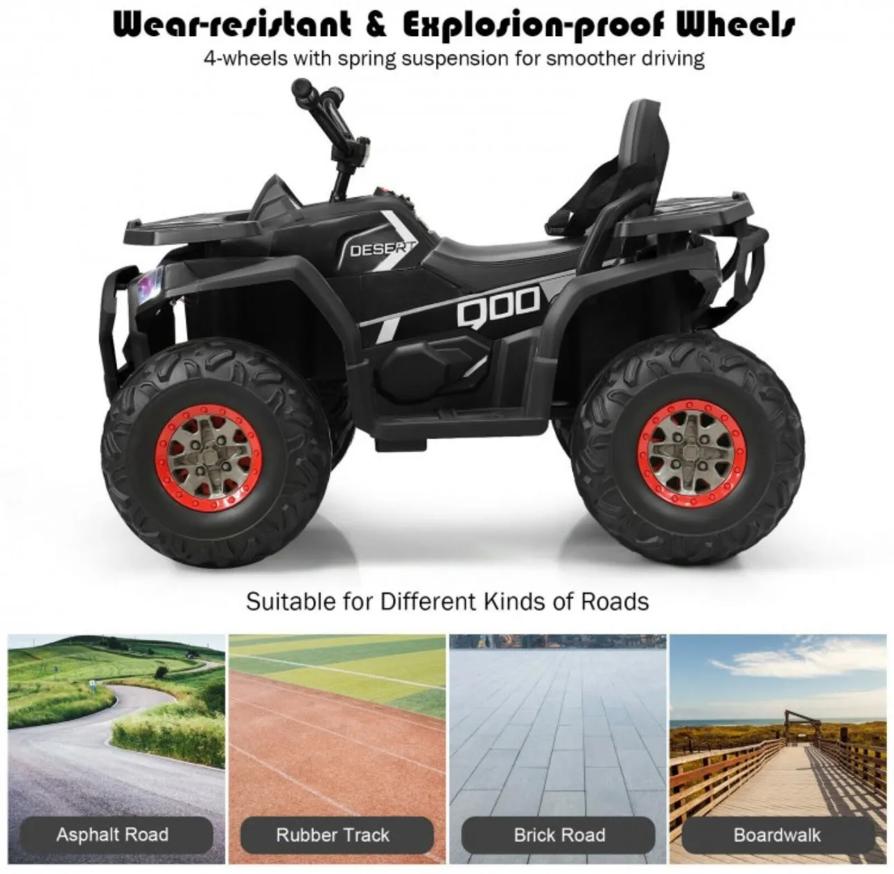 2025 Upgraded 12V ATV 4 Wheeler Ride On Toy / Car 1 Seater | LED Lights | 2 Speeds | Seat Belt | 4 Wheel Suspension | Push To Start | USB Ready | Big 1 Seater