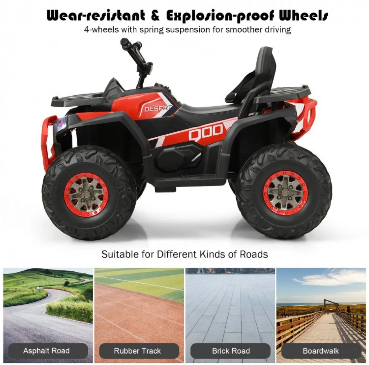 2025 Upgraded 12V ATV 4 Wheeler Ride On Toy / Car 1 Seater | LED Lights | 2 Speeds | Seat Belt | 4 Wheel Suspension | Push To Start | USB Ready | Big 1 Seater