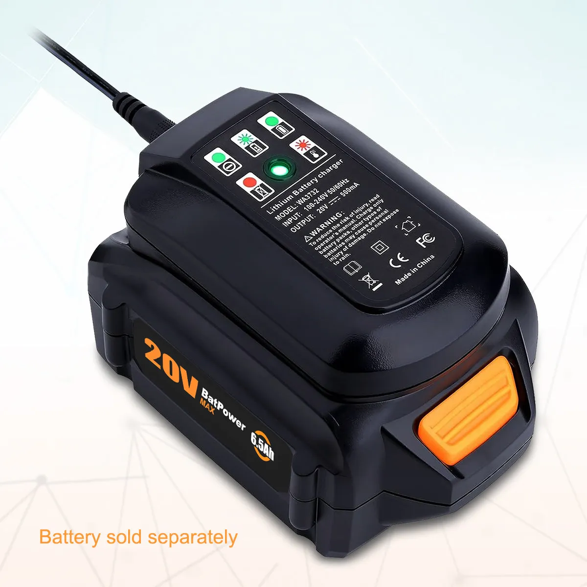 20V Fast Charger WA3742 Replacement for Worx 20V Battery Charger WA3732 WA3742 20V WA3868 4.0Ah WA3578 2.0Ah WA3575 WA3520 Battery Rapid Charger